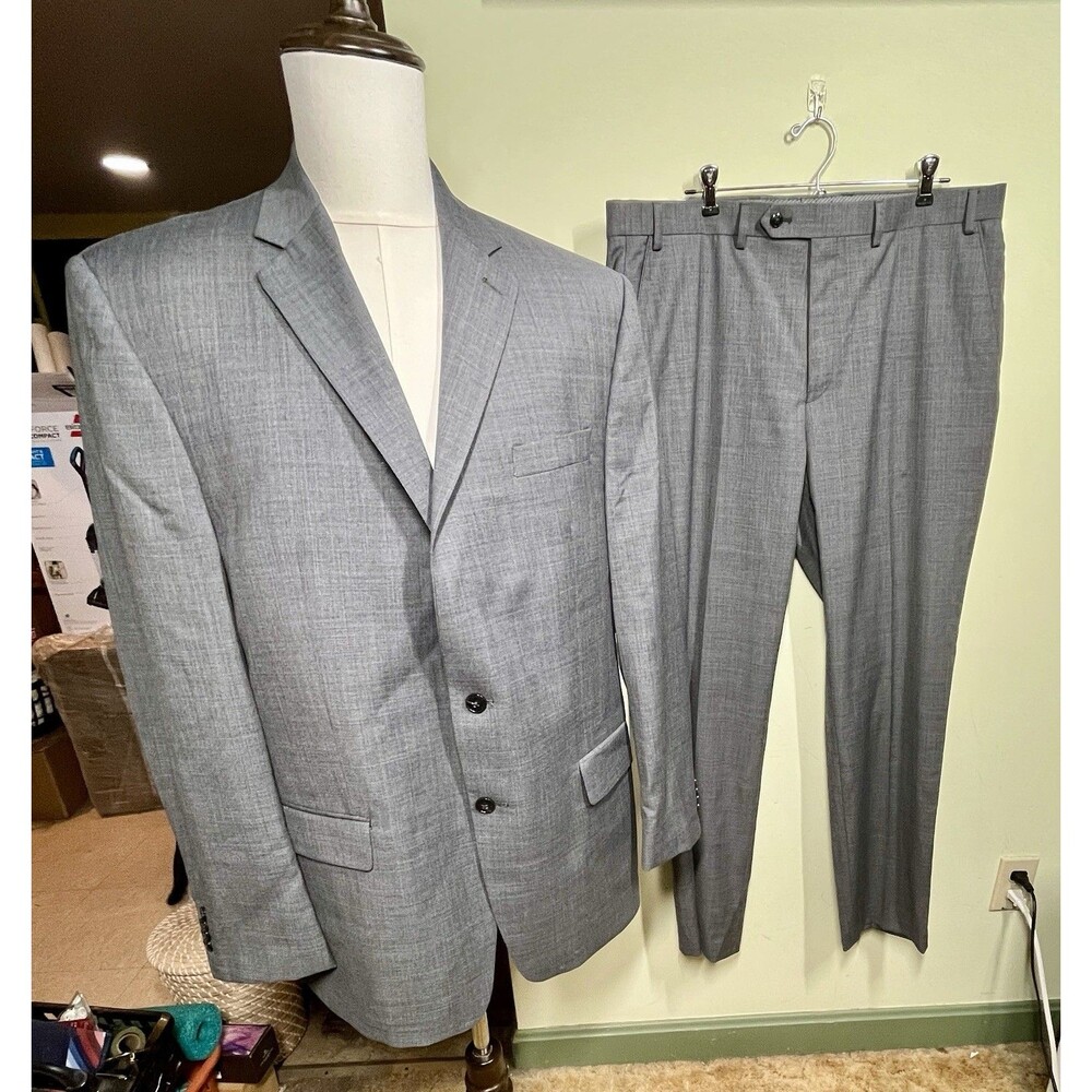 Michael Kors Suit 46L Gray Wool Blend 2-Button Sport Coat Jacket Pants 38W/32L